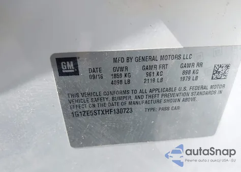 2017 Chevrolet Malibu 1Lt z USA, uszkodzony, nr VIN 1G1ZE5STXHF130723